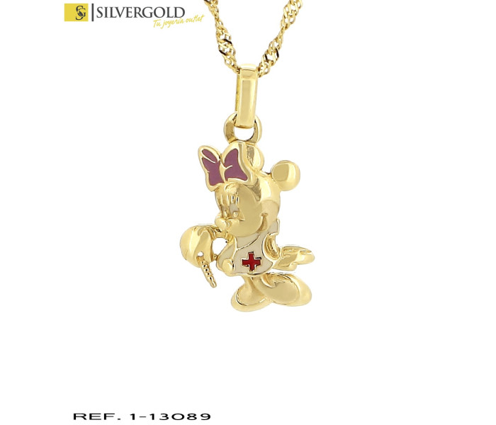 1-1-13089-1-Cadena estilo singapur con colgante de Minnie con detalles lacados