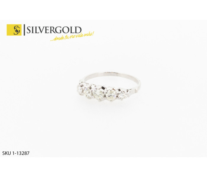1-1-13287-1-DIA-Anillo oro blanco tipo cinquillo.Oro 18 kt.