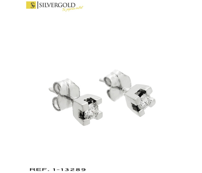 1-1-13289-1-D-Pendientes oro blanco 18Kt. diamante
