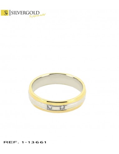 1-1-13661-1-D-Anillo oro bicolor 18Kt. con diamantes