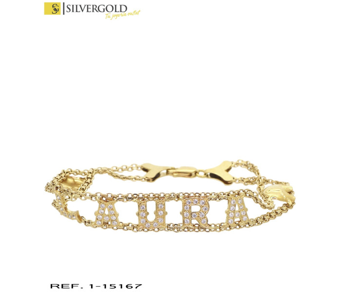 1-1-15167-2-Pulsera oro 18Kt. doble con nombre en su interior.LAURA