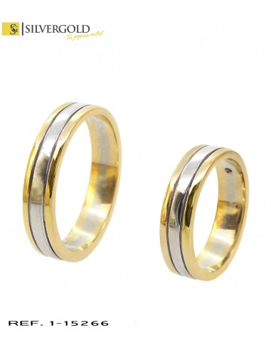 1-1-15266-3-D-Alianzas oro bicolor 18Kt. una con diamante
