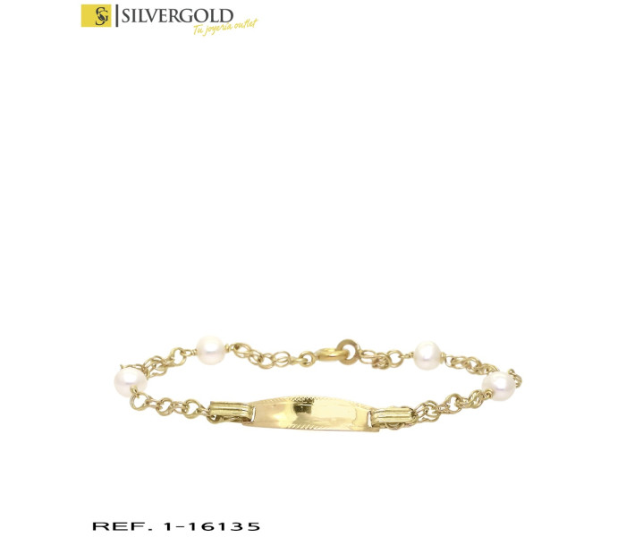 1-1-16135-1-Esclava oro 18Kt. infantil alternada con perlas