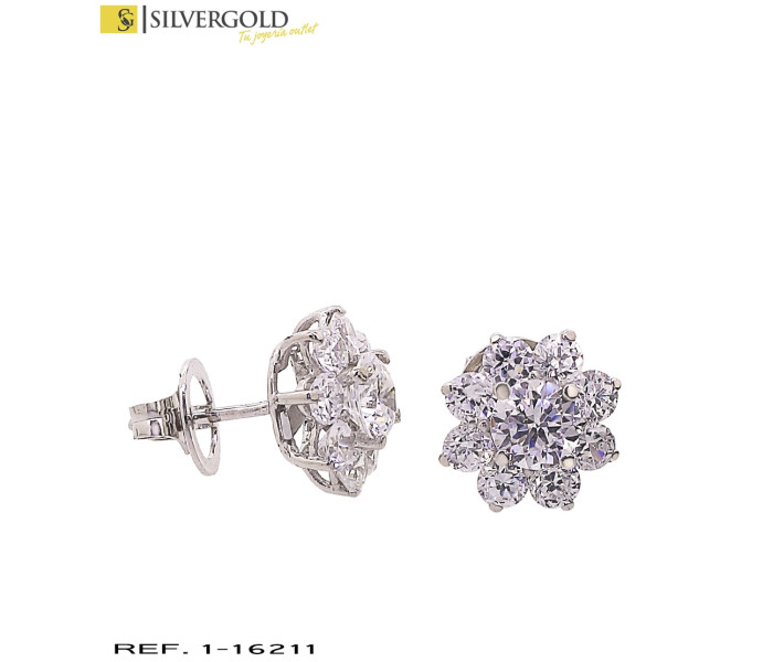 1-1-16211-1-Pendientes en forma de flor con piedra tipo circonita en oro blanco