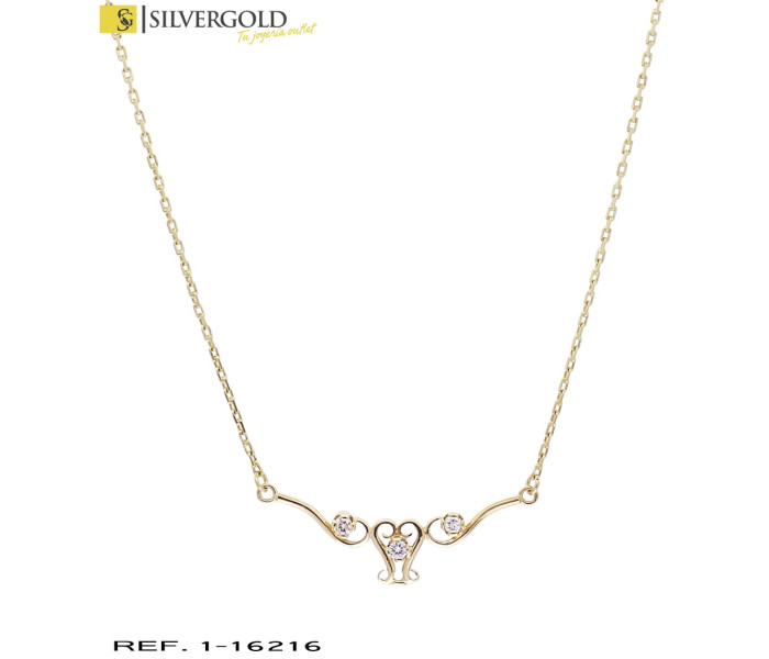 1-1-16216-1-D-Gargantilla oro 18Kt. con detalle en el centro con diamantes