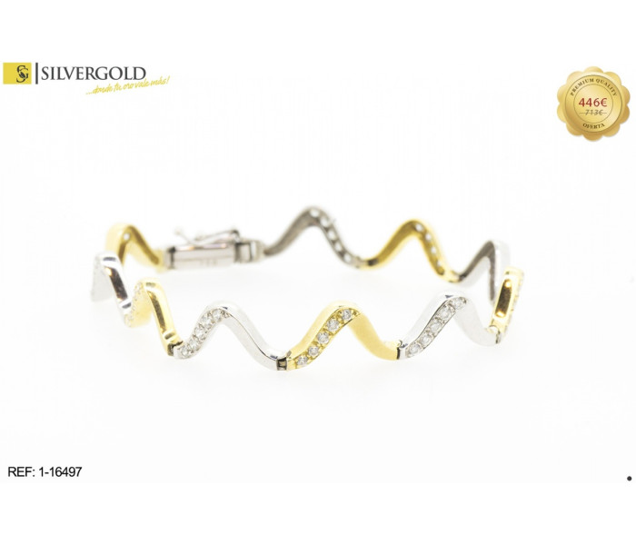 1-1-16497-1-Pulsera oro bicolor 18Kt. con circonitas