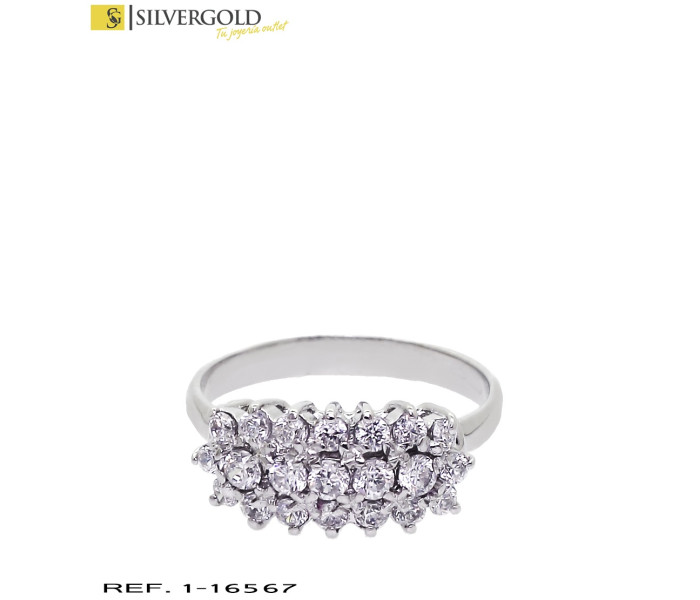1-1-16567-1-Anillo oro blanco 18Kt. con fantasía central de zirconitas