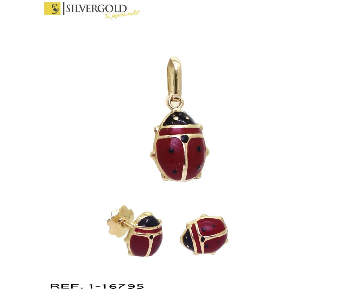 1-1-16795-1-Conjunto oro 18Kt. infantil de mariquitas