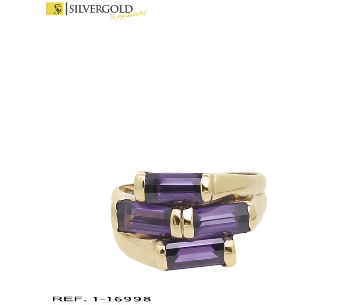 1-1-16998-1-Anillo oro 18Kt. piedras tipo amatistas