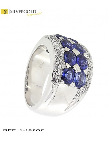 1-1-18207-1-DIA-Anillo oro blanco 18Kt. con diamantes y zafiros