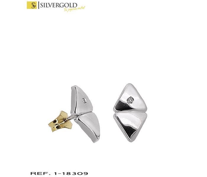 1-1-18309-1-Pendientes oro blanco 18Kt. con detalle de circonita