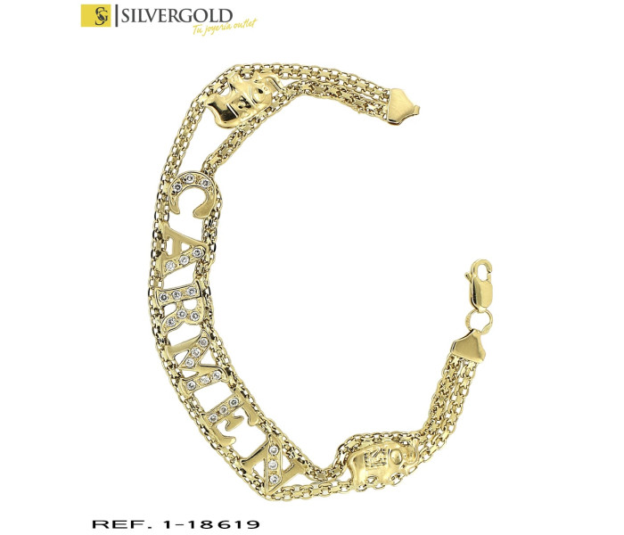 1-1-18619-1-Pulsera oro 18Kt. de eslabón Bismark con nombre Carmen