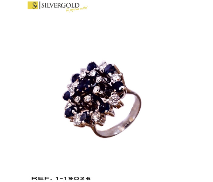 1-1-19026-1-DIA-Anillo oro blanco 18Kt. con zafiros y diamantes
