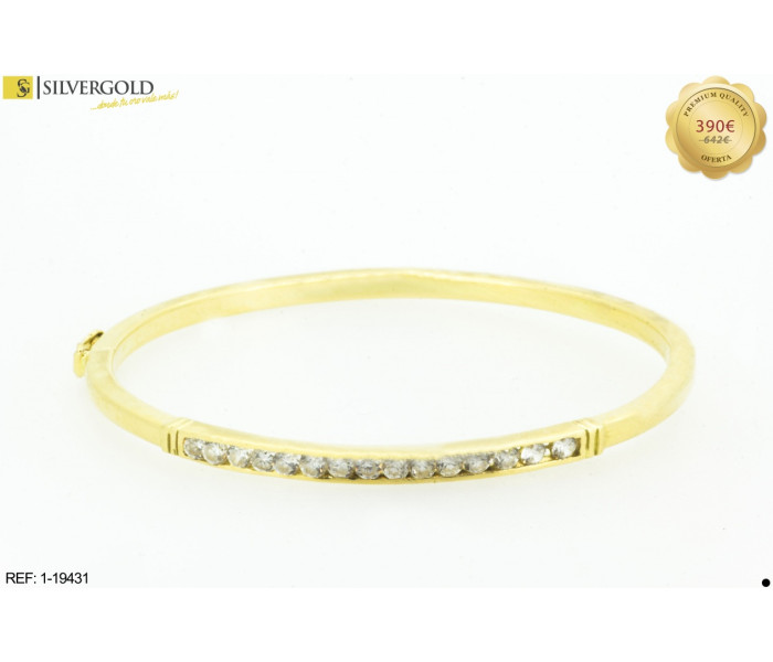 1-1-19431-1-Pulsera rígida con banda de circonita. Oro 18 kt
