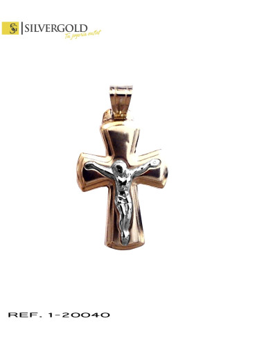 1-1-20040-1-Cruz oro bicolor 18Kt.