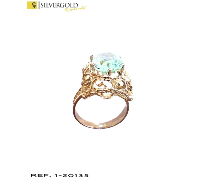 1-1-20135-1-Anillo oro 18Kt. calado con piedra tipo peridoto
