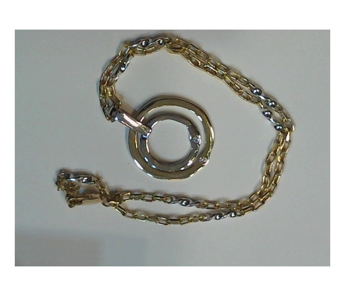 1-1-20186-1-DIA-Cadena combianda en oro blanco con colgante redondo a dos oros con diamantes de 0.09 Aprox.
