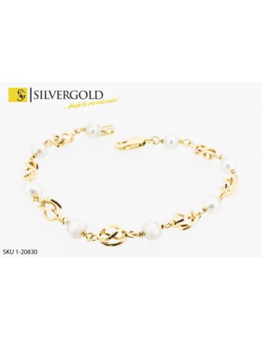 1-1-20830-1-Pulsera de eslabón tipo Jaula con piedra tipo perla. Oro 18 kt.