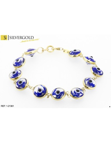 1-1-21361-1-Pulsera oro 18kt con piedras ojo de turco