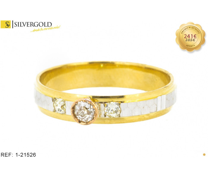 1-1-21526-1-Anillo tipo alianza bicolor con Diamante central. oro 18 kt. l