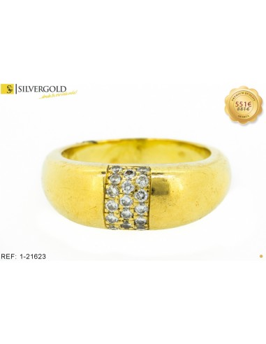 1-1-21623-1-Anillo con detalle de Pavés central con pequeños Diamantes. Oro 18 kt.