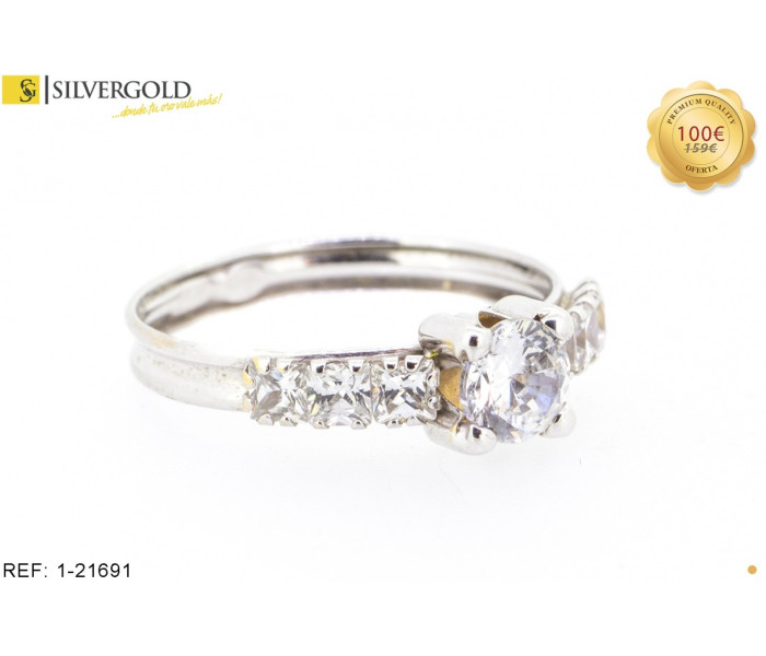 1-1-21691-1-Anillo con piedras tipo circonita. Oro 18 kt