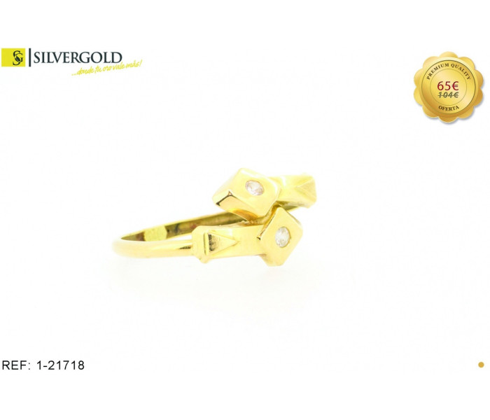 1-1-21718-2-Anillo fijo engarzado al centro. Oro 18Kt con contraste