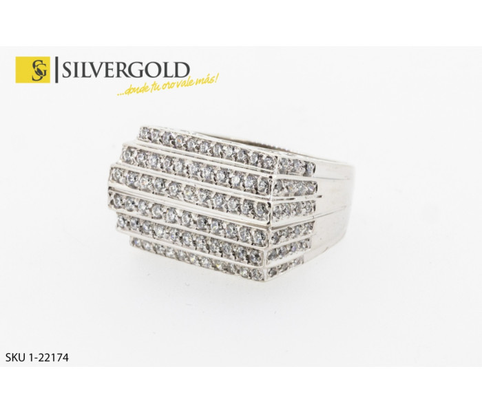 1-1-22174-1-Anillo tipo sello en oro blanco con chispitas de piedras tipo circonita