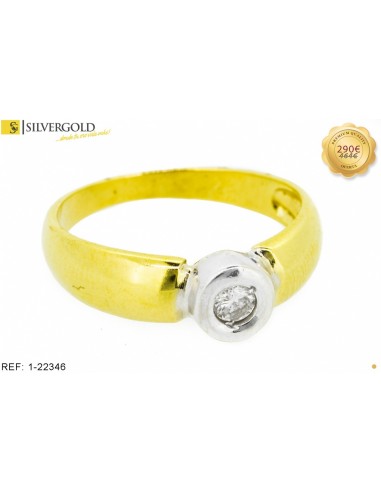 1-1-22346-1-DIA :Anillo tipo solitario. Oro 18 kt.