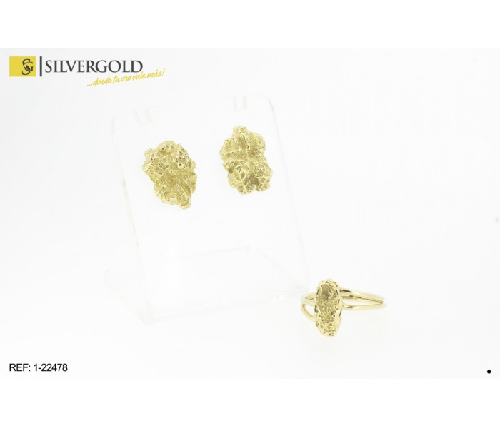 1-1-22478-1-Conjunto de pendientes y sortija con piedra de oro