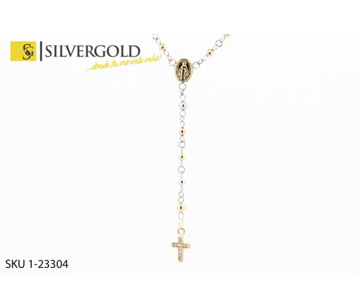 1-1-23304-1-Rosario combinado en oro blanco. Oro 18 kt.