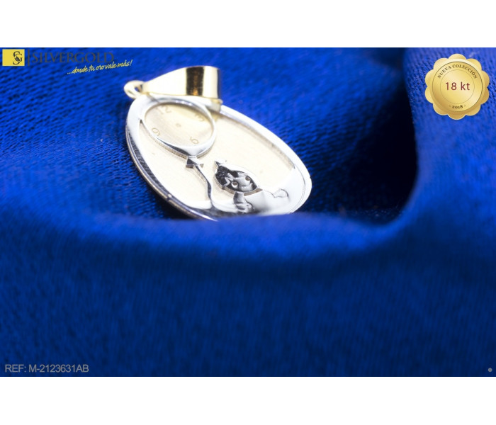1-1-23345-1-COLECCIÓN 2018 Colgante medalla ovalada bicolor.- Oro 18 kt.