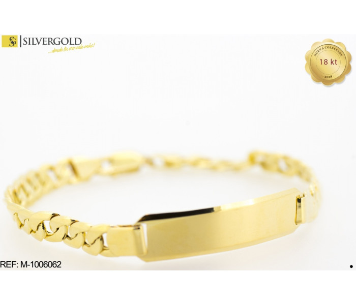 1-1-23399-1-COLECCIÓN 2018 Pulsera esclava de eslabón Barbada efecto plana. Oro 18 kt.